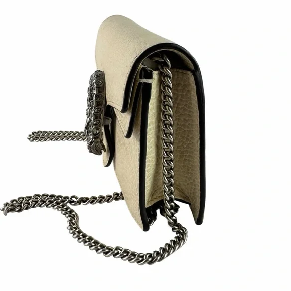 GUCCI Dionysus Super Mini Crystal Beige Leather Crossbody Bag Made in Italy - Picture 4 of 15